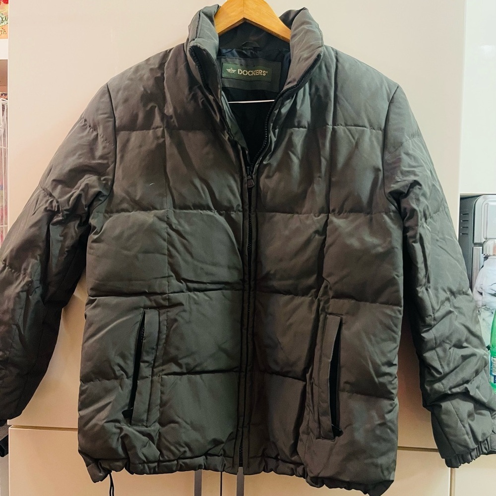 Dockers men's puffer Down jacket winter coat Army Green Color Sz S